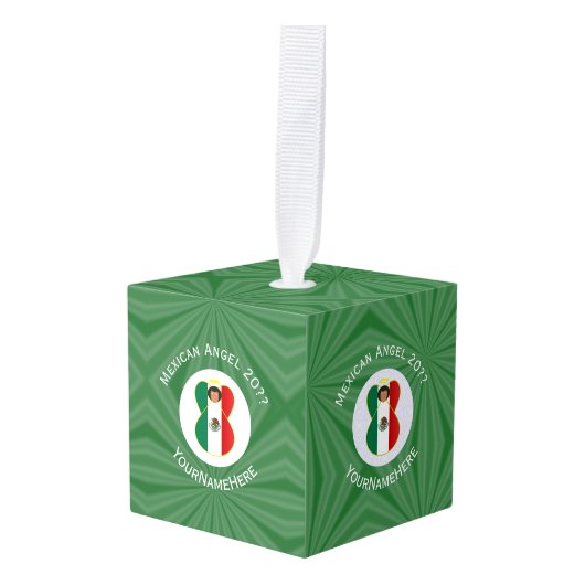 Mexicaanse engel kerstvlag gepersonaliseerd decoratie (Voorkant hoekig)