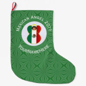 Mexicaanse engel kerstvlag gepersonaliseerd grote kerstsok (Voorkant)