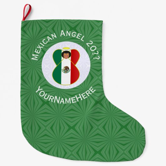 Mexicaanse engel kerstvlag gepersonaliseerd grote kerstsok (Voorkant)