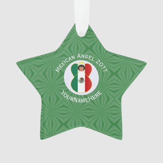 Mexicaanse engel kerstvlag gepersonaliseerd ornament (voorkant)