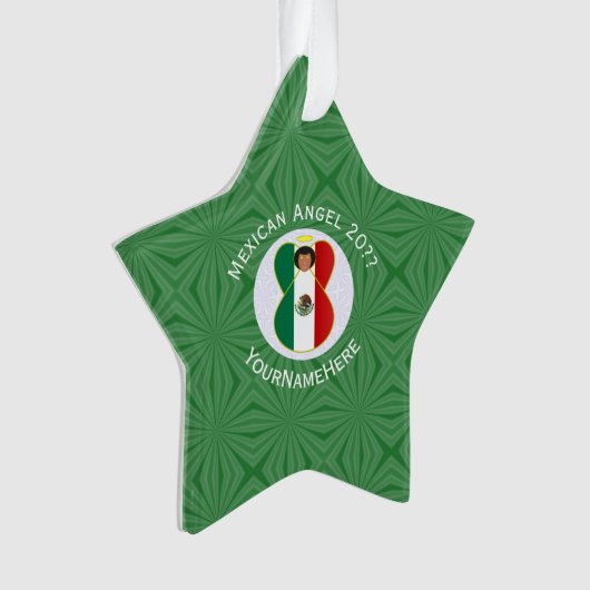 Mexicaanse engel kerstvlag gepersonaliseerd ornament (voorkant)