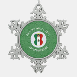 Mexicaanse engel kerstvlag gepersonaliseerd tin sneeuwvlok ornament