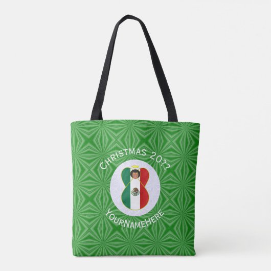Mexicaanse engel kerstvlag gepersonaliseerde schou tote bag (Achterkant)