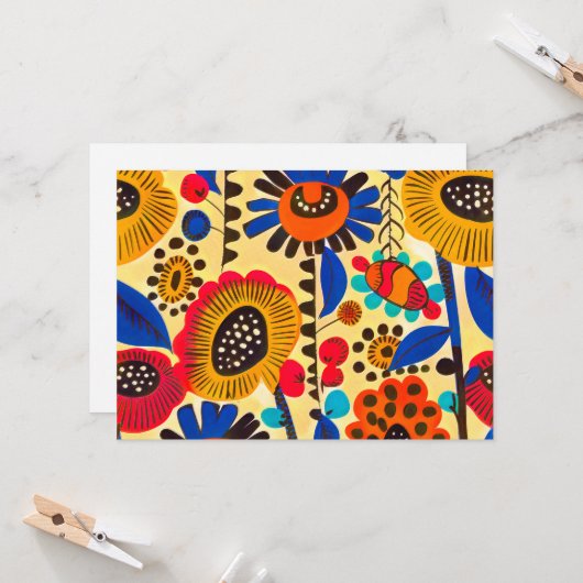 Mexicaanse erfgoed bloemenprint kaart (Voorkant / Achterkant in situ)