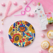 Mexicaanse erfgoed bloemenprint papieren bordje (Feest)