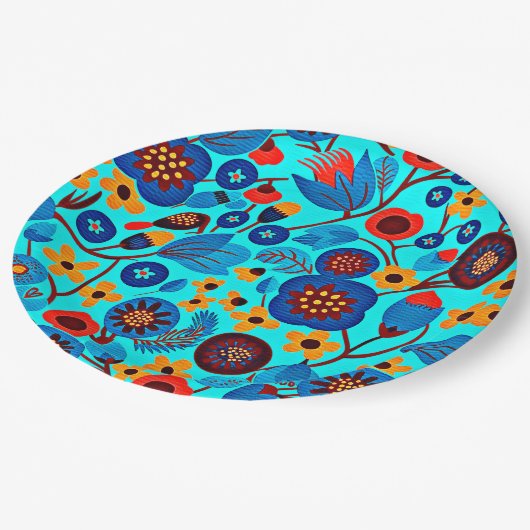 Mexicaanse erfgoed bloemenprint papieren bordje (Gekanteld)