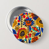 Mexicaanse erfgoed bloemenprint ronde button 7,6 cm (Voorkant /achterkant)