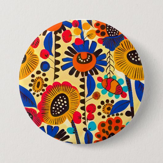 Mexicaanse erfgoed bloemenprint ronde button 7,6 cm (Voorkant)