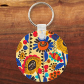 Mexicaanse erfgoed bloemenprint sleutelhanger (Voorkant)