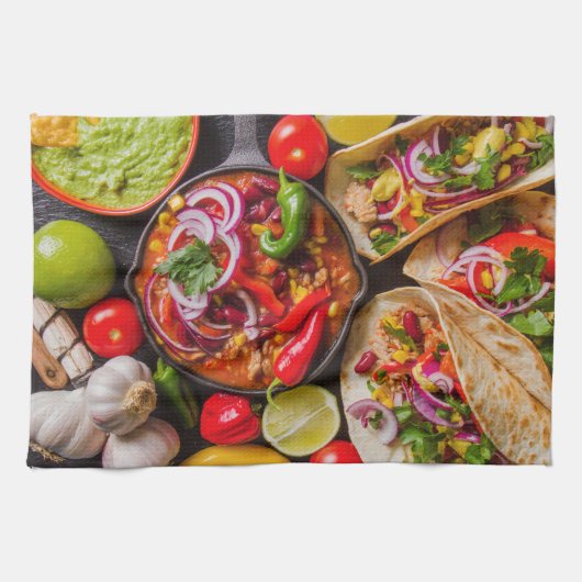 Mexicaanse Eten keukenhanddoek 1 (Horizontaal)