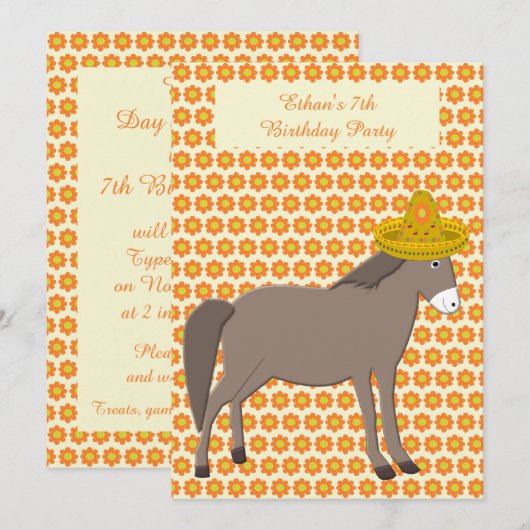 Mexicaanse ezel dag van de dode verjaardag kaart (Voorkant / Achterkant)