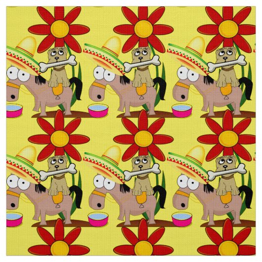 Mexicaanse ezel hond sombrero gele stof (Swatch)