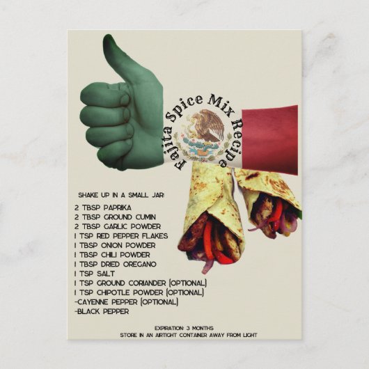 Mexicaanse Fajita Spice Mix Recipe | BRIEFKAART (Voorkant)
