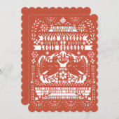 Mexicaanse Fantail Doves Papel Picado Bruiloft Cus Kaart (Voorkant / Achterkant)