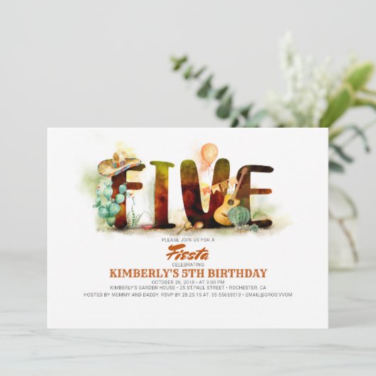 Mexicaanse feestdag 5e verjaardag kaart (Staand voorkant)