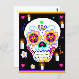 Mexicaanse feestdag van de dode suikerschedel briefkaart