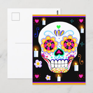 Mexicaanse feestdag van de dode suikerschedel briefkaart