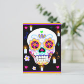 Mexicaanse feestdag van de dode suikerschedel briefkaart (Staand voorkant)