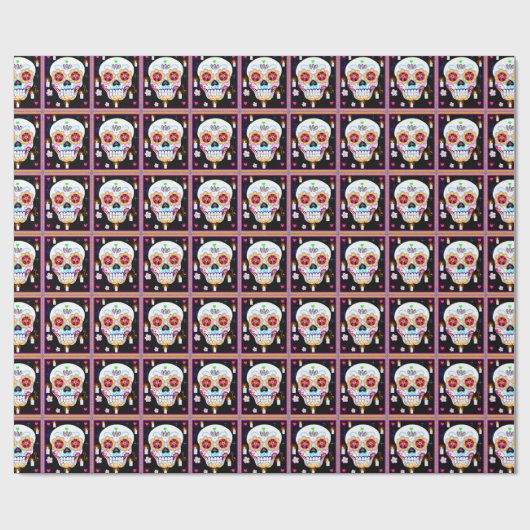 Mexicaanse feestdag van de dode suikerschedel cadeaupapier (Vlak)