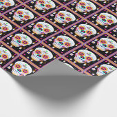 Mexicaanse feestdag van de dode suikerschedel cadeaupapier (Hoek)