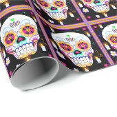 Mexicaanse feestdag van de dode suikerschedel cadeaupapier (Rol Hoek)
