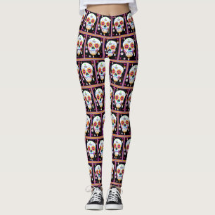 Mexicaanse feestdag van de dode suikerschedel leggings