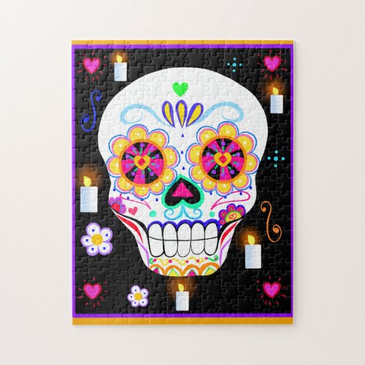 Mexicaanse feestdag van de dode suikerschedel legpuzzel (Verticaal)