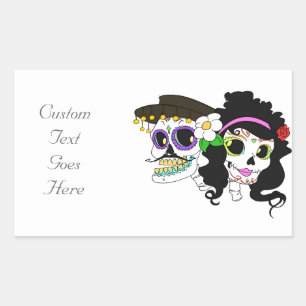 Mexicaanse feestelijke schedel rechthoekige sticker