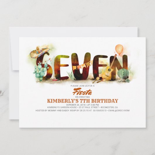 Mexicaanse Fiesta 7e verjaardagsfeest Kaart (Voorkant)