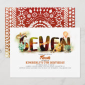 Mexicaanse Fiesta 7e verjaardagsfeest Kaart (Voorkant / Achterkant)