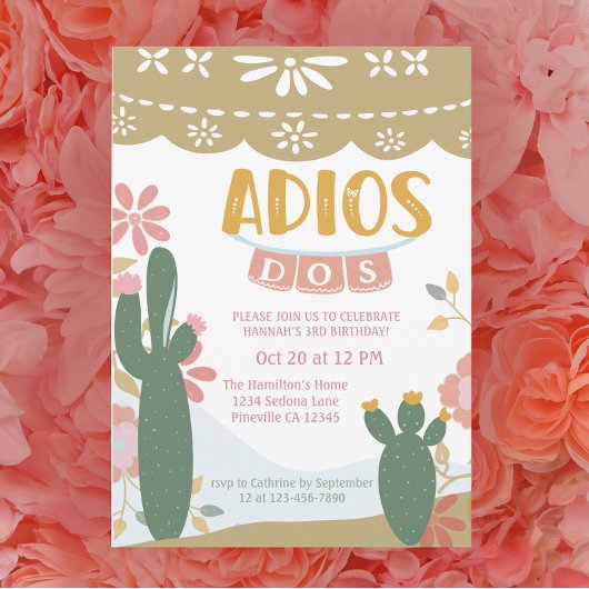 Mexicaanse Fiesta Adios Dos Derde Verjaardag Kaart