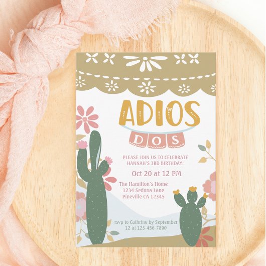 Mexicaanse Fiesta Adios Dos Derde Verjaardag Kaart