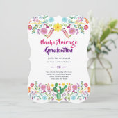 Mexicaanse FIESTA AFSTUDEREN Invitation Folk Art Kaart (Staand voorkant)