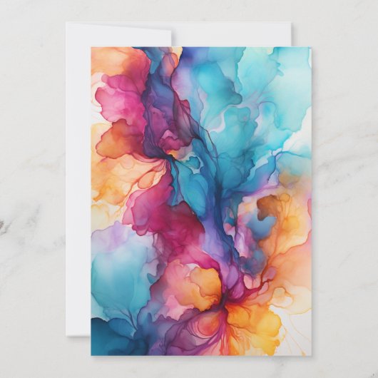 Mexicaanse Fiesta Alcohol Ink Bruiloft Kaart (Achterkant)