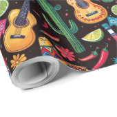 Mexicaanse Fiesta Any Occasion Patroon Zwart ID111 Cadeaupapier (Rol Hoek)
