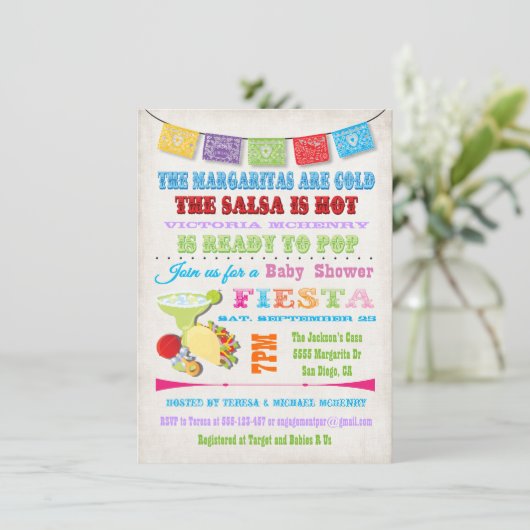 Mexicaanse Fiesta Baby Douche uitnodigingen (Staand voorkant)