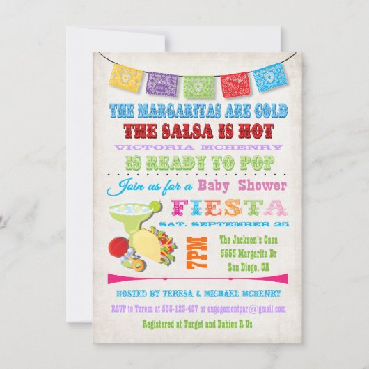 Mexicaanse Fiesta Baby Douche uitnodigingen (Voorkant)