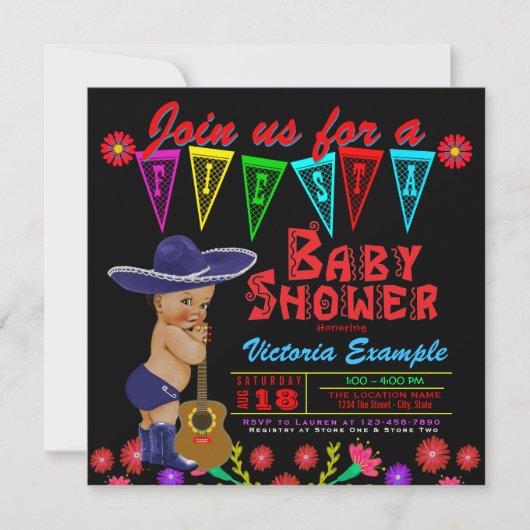 Mexicaanse Fiesta Baby Shower Uitnodigingen (Voorkant)