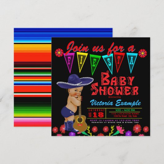 Mexicaanse Fiesta Baby Shower-uitnodigingen Kaart (Voorkant / Achterkant)