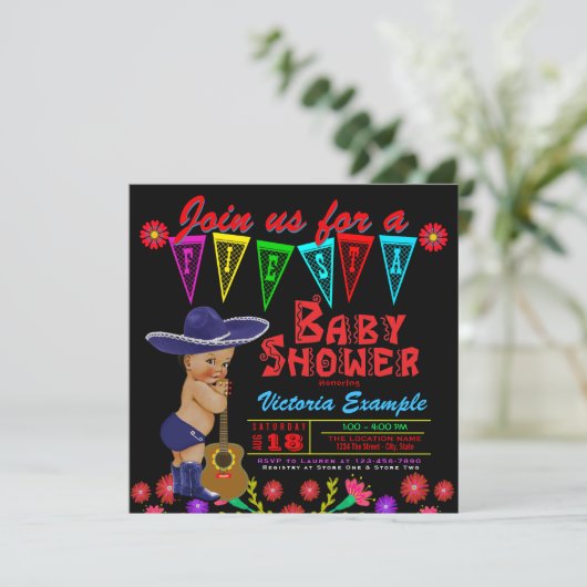 Mexicaanse Fiesta Baby Shower-uitnodigingen Kaart (Staand voorkant)