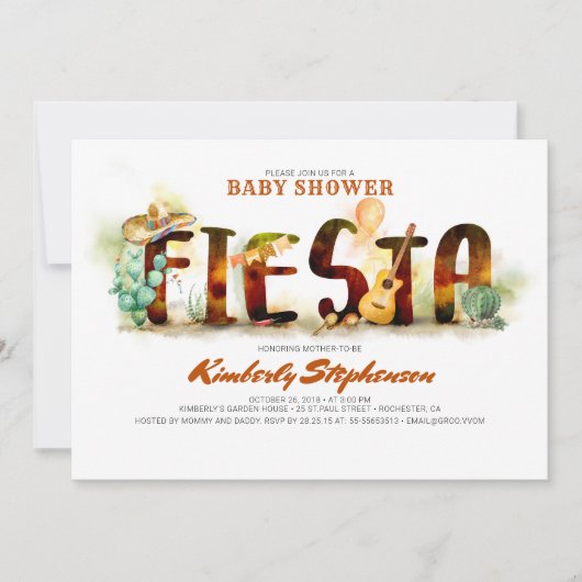 Mexicaanse Fiesta Baby Shower-uitnodigingen Kaart (Voorkant)