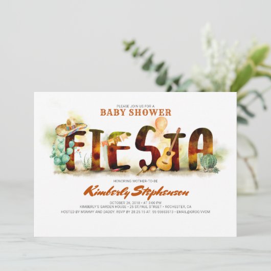 Mexicaanse Fiesta Baby Shower-uitnodigingen Kaart (Staand voorkant)