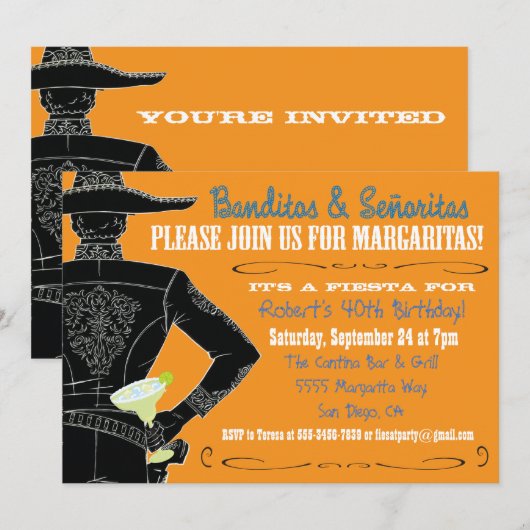 Mexicaanse Fiesta Banditos, Senoritas & Margaritas Kaart (Voorkant / Achterkant)