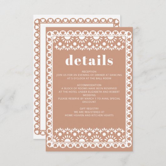 Mexicaanse Fiesta Barro Papel Picado Boho Wedding Informatiekaartje (Voorkant / Achterkant)