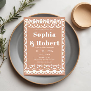 Mexicaanse Fiesta Barro Papel Picado Boho Wedding Kaart