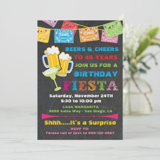 Mexicaanse Fiesta Beers verjaardagsfeestje uitnodi Kaart (Staand voorkant)