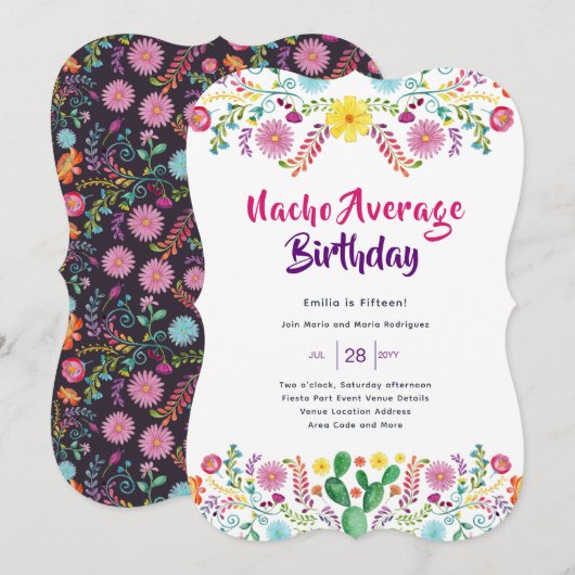 Mexicaanse FIESTA Birthday Invitation Folk Art Kaart (Voorkant / Achterkant)