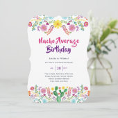 Mexicaanse FIESTA Birthday Invitation Folk Art Kaart (Staand voorkant)