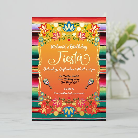 Mexicaanse Fiesta Birthday Party Folie Uitnodiging (Staand Voorkant)