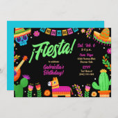 Mexicaanse Fiesta Birthday Party Kaart (Voorkant / Achterkant)